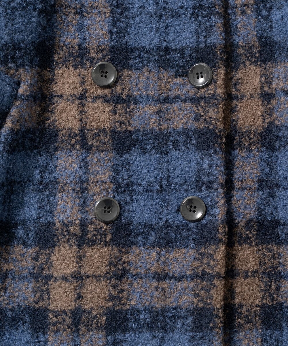 NGVAE33690 GIANNI LO GIUDICE(ジャンニ ロ ジュディチェ) [日本製]ループチェックウールコート ネイビー