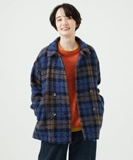 NGVAE33690 GIANNI LO GIUDICE(ジャンニ ロ ジュディチェ) [日本製]ループチェックウールコート ネイビー