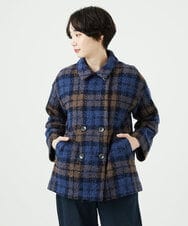 NGVAE33690 GIANNI LO GIUDICE(ジャンニ ロ ジュディチェ) [日本製]ループチェックウールコート ネイビー