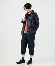 NGVAE33690 GIANNI LO GIUDICE(ジャンニ ロ ジュディチェ) [日本製]ループチェックウールコート ネイビー