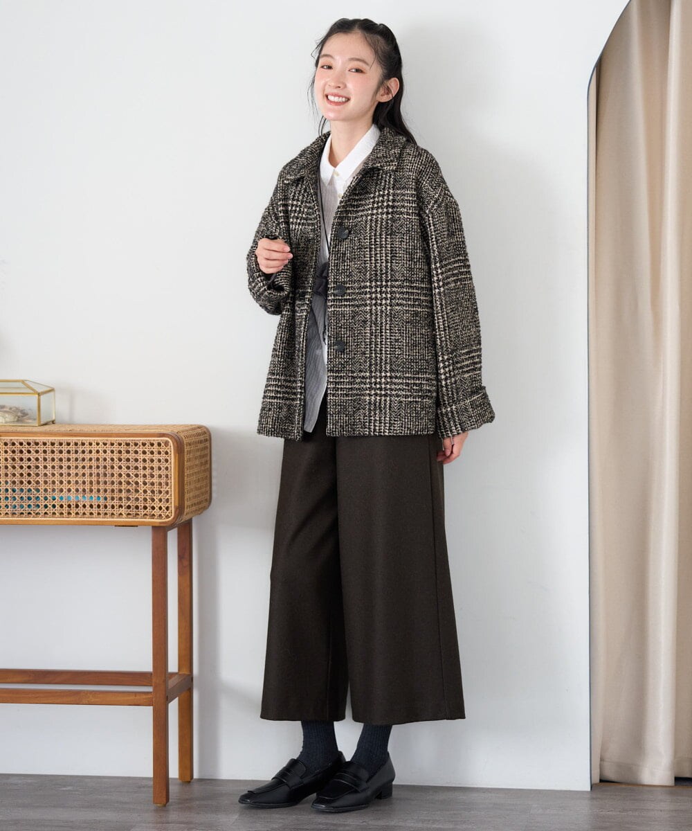 NGVAH36690 GIANNI LO GIUDICE(ジャンニ ロ ジュディチェ) [日本製]グレンチェックツイードコート ブラック