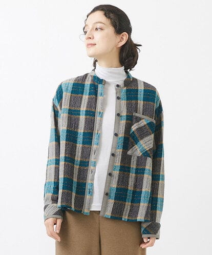 NHBAB11330  カスリウールチェックブラウス