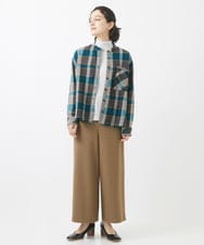 NHBAB11330 GIANNI LO GIUDICE(小さいサイズ)(メゾン ドゥ サンク) カスリウールチェックブラウス ライトグリーン系