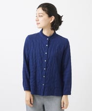 NHBAB13230 GIANNI LO GIUDICE(小さいサイズ)(メゾン ドゥ サンク) シャーリングフリルブラウス ネイビー