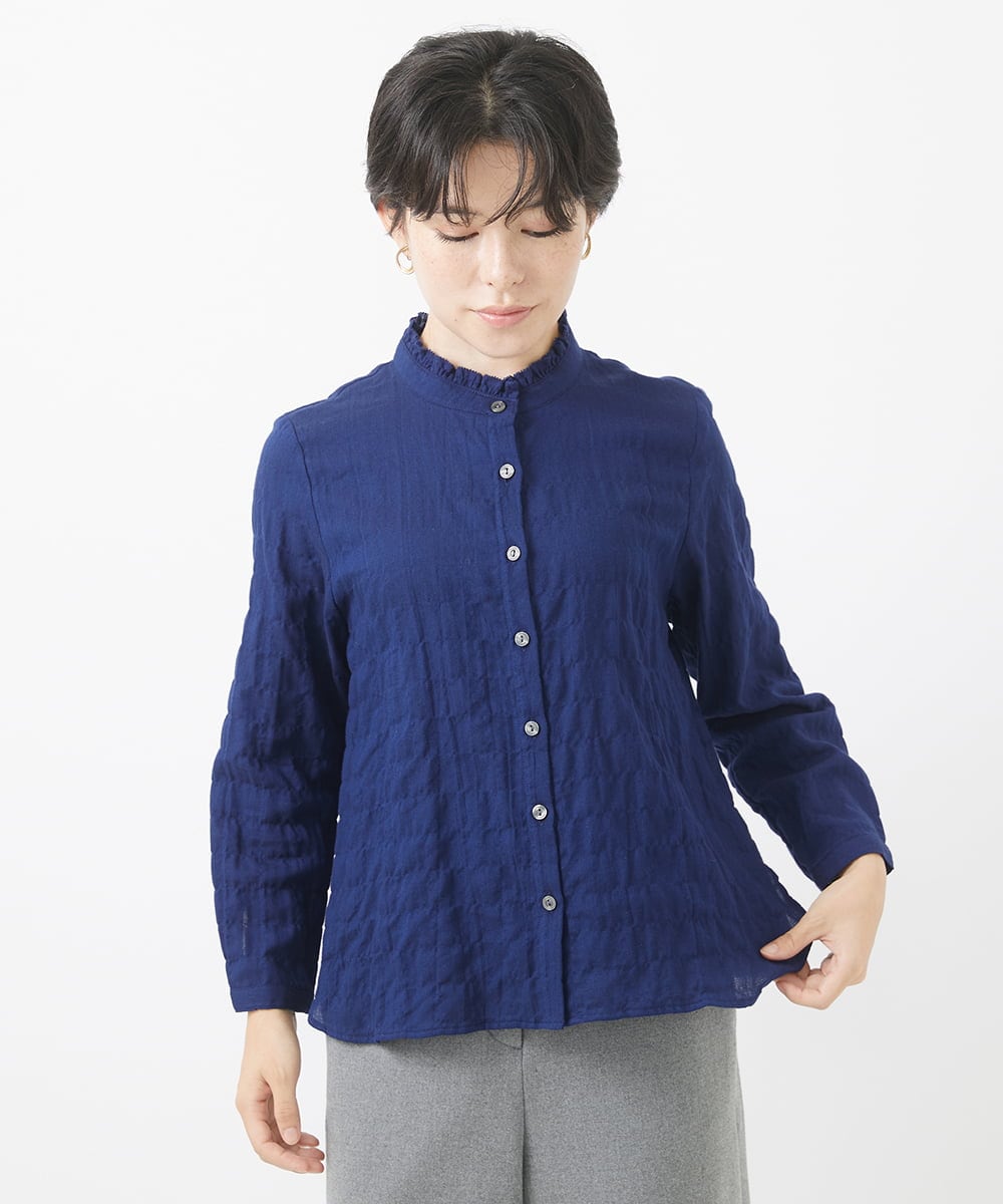 NHBAB13230 GIANNI LO GIUDICE(小さいサイズ)(メゾン ドゥ サンク) シャーリングフリルブラウス アイボリー