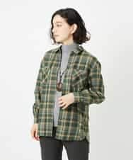NHBAE10330 GIANNI LO GIUDICE(小さいサイズ)(メゾン ドゥ サンク) 先染めチェックブラウス カーキ系