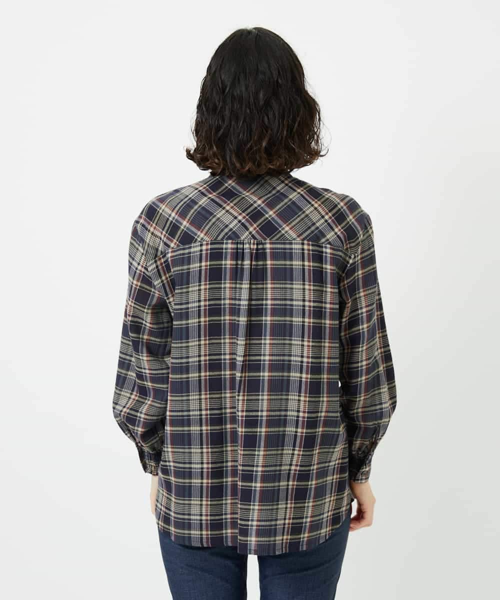 NHBAE10330 GIANNI LO GIUDICE(小さいサイズ)(メゾン ドゥ サンク) 先染めチェックブラウス ネイビー系