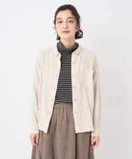 NHBAE23230 GIANNI LO GIUDICE(小さいサイズ)(メゾン ドゥ サンク) シャーリング起毛ブラウス アイボリー(無地)