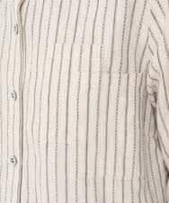 NHBAE23230 GIANNI LO GIUDICE(小さいサイズ)(メゾン ドゥ サンク) シャーリング起毛ブラウス ベージュ(ストライプ)