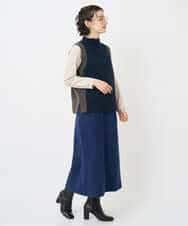 NHBAE23230 GIANNI LO GIUDICE(小さいサイズ)(メゾン ドゥ サンク) シャーリング起毛ブラウス ベージュ(ストライプ)