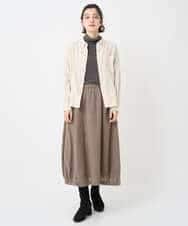 NHBAE23230 GIANNI LO GIUDICE(小さいサイズ)(メゾン ドゥ サンク) シャーリング起毛ブラウス ベージュ(ストライプ)