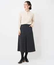 NHBAE23230 GIANNI LO GIUDICE(小さいサイズ)(メゾン ドゥ サンク) シャーリング起毛ブラウス ベージュ(ストライプ)