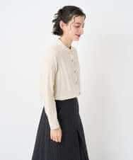 NHBAE23230 GIANNI LO GIUDICE(小さいサイズ)(メゾン ドゥ サンク) シャーリング起毛ブラウス ベージュ（ストライプ）