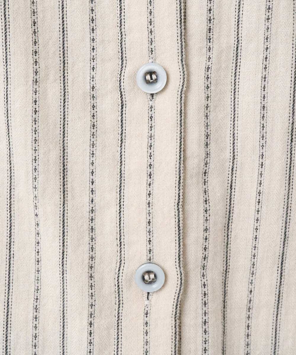 NHBAE23230 GIANNI LO GIUDICE(小さいサイズ)(メゾン ドゥ サンク) シャーリング起毛ブラウス ベージュ（ストライプ）