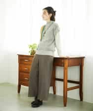 NHBAE23230 GIANNI LO GIUDICE(小さいサイズ)(メゾン ドゥ サンク) シャーリング起毛ブラウス ベージュ（ストライプ）