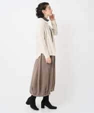 NHBAE23230 GIANNI LO GIUDICE(小さいサイズ)(メゾン ドゥ サンク) シャーリング起毛ブラウス ベージュ（ストライプ）