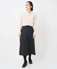 NHBAE23230 GIANNI LO GIUDICE(小さいサイズ)(メゾン ドゥ サンク) シャーリング起毛ブラウス ベージュ（ストライプ）