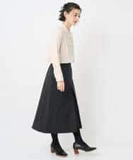 NHBAE23230 GIANNI LO GIUDICE(小さいサイズ)(メゾン ドゥ サンク) シャーリング起毛ブラウス ベージュ（ストライプ）