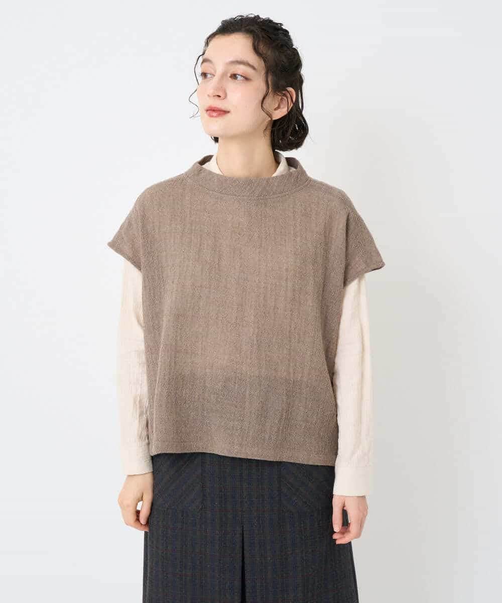 NHBAE36230 GIANNI LO GIUDICE(小さいサイズ)(メゾン ドゥ サンク) [セットアップ対応]リファインガーゼベストブラウス ベージュ