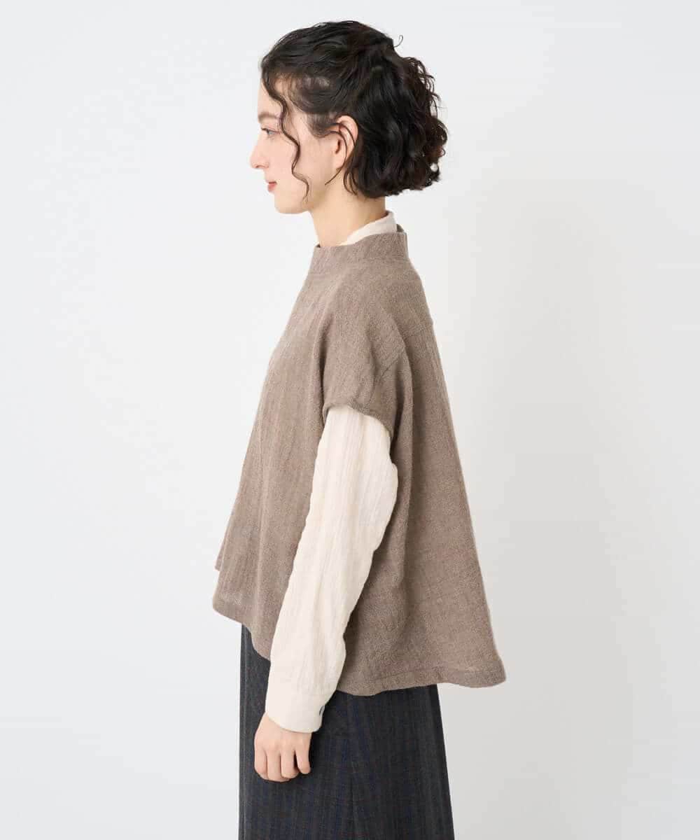 NHBAE36230 GIANNI LO GIUDICE(小さいサイズ)(メゾン ドゥ サンク) [セットアップ対応]リファインガーゼベストブラウス ベージュ