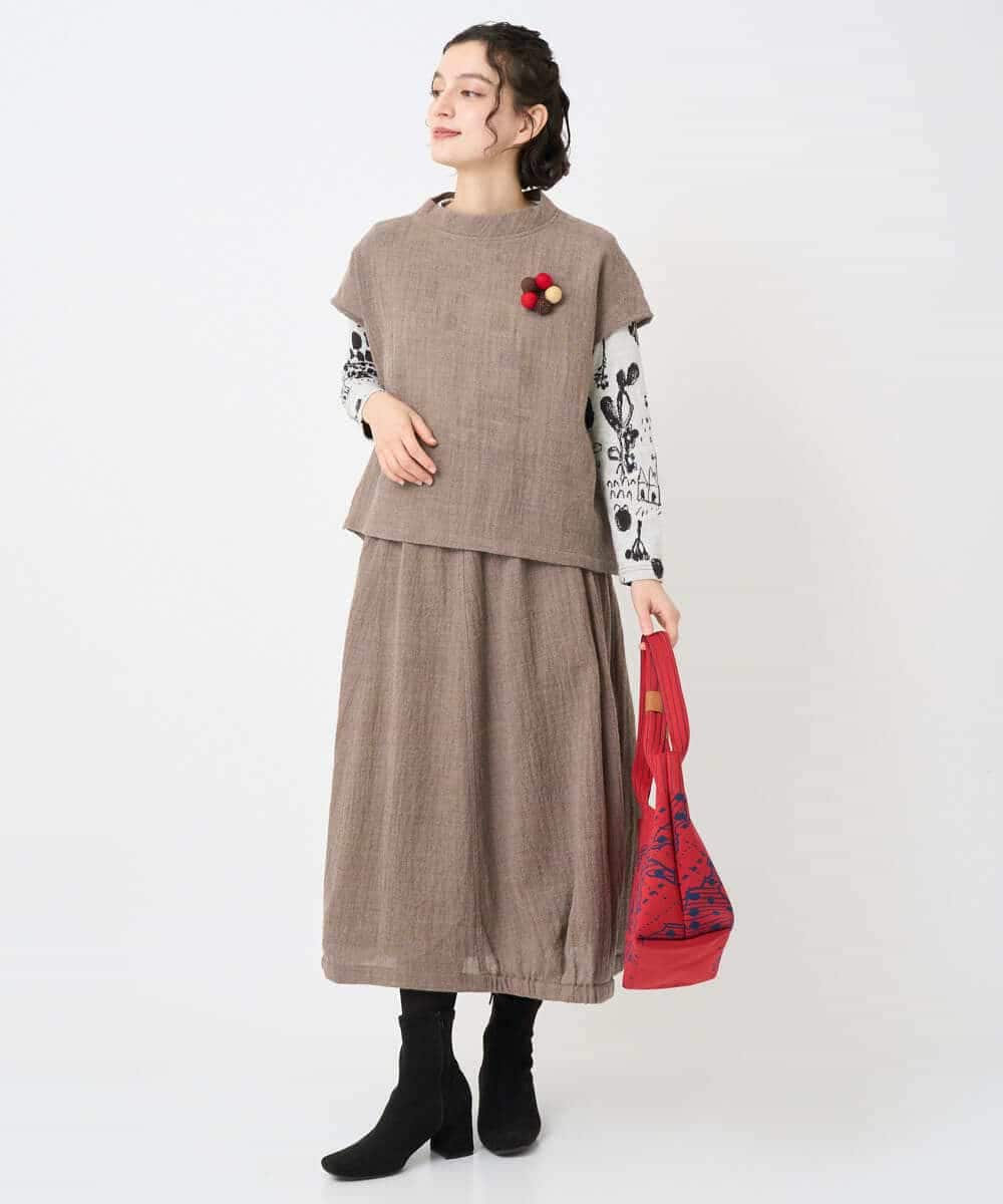 NHBAE36230 GIANNI LO GIUDICE(小さいサイズ)(メゾン ドゥ サンク) [セットアップ対応]リファインガーゼベストブラウス ベージュ