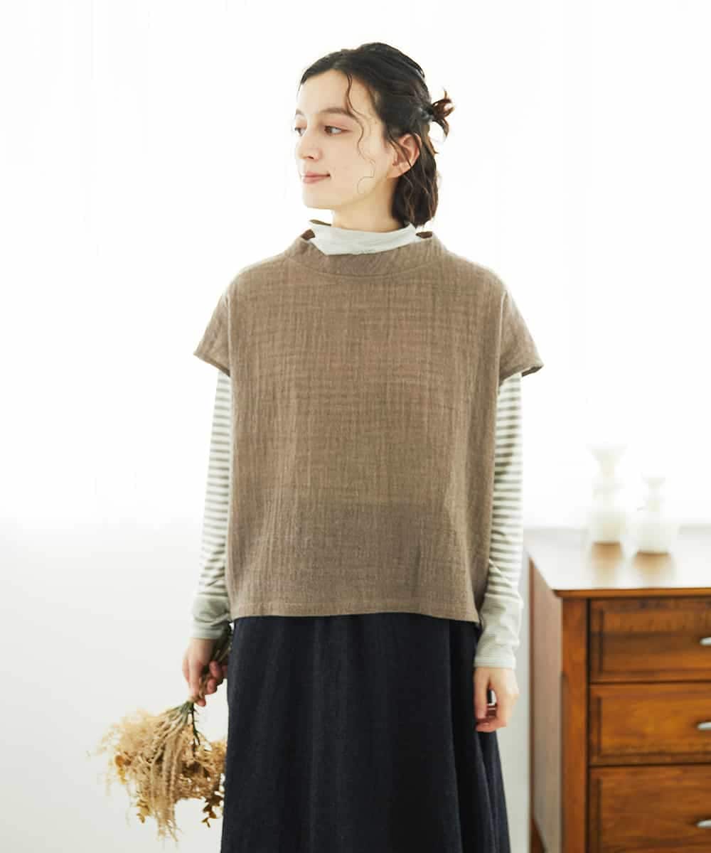 NHBAE36230 GIANNI LO GIUDICE(小さいサイズ)(メゾン ドゥ サンク) [セットアップ対応]リファインガーゼベストブラウス ベージュ