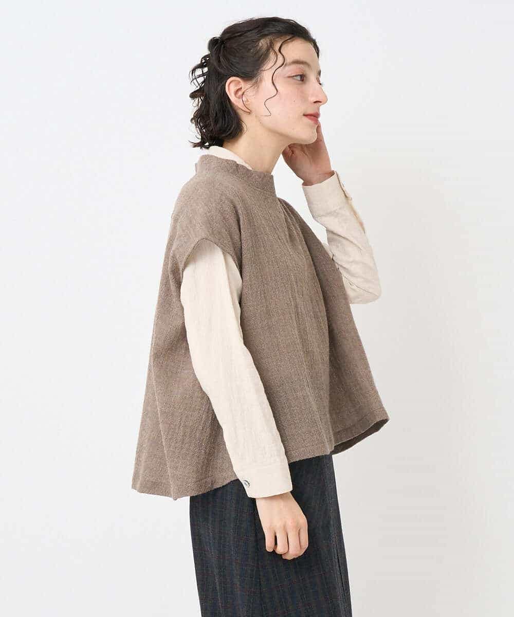 NHBAE36230 GIANNI LO GIUDICE(小さいサイズ)(メゾン ドゥ サンク) [セットアップ対応]リファインガーゼベストブラウス ベージュ