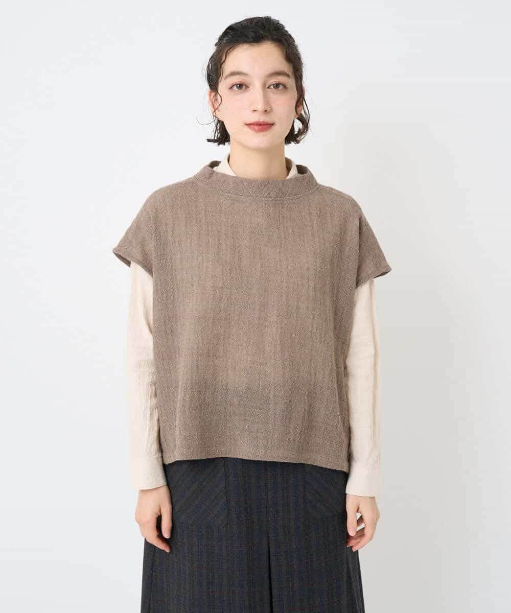 NHBAE36230 GIANNI LO GIUDICE(小さいサイズ)(メゾン ドゥ サンク) [セットアップ対応]リファインガーゼベストブラウス ベージュ