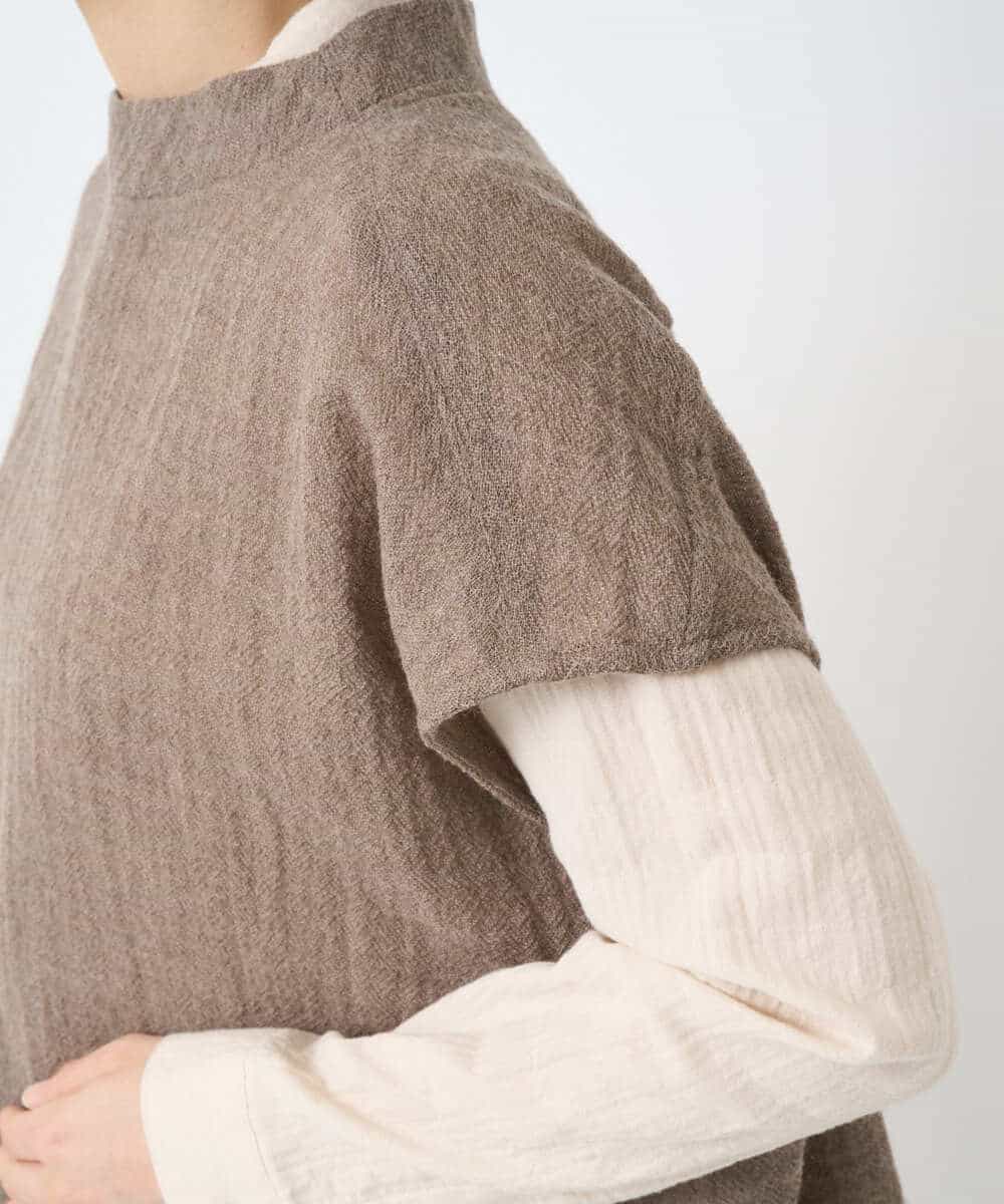 NHBAE36230 GIANNI LO GIUDICE(小さいサイズ)(メゾン ドゥ サンク) [セットアップ対応]リファインガーゼベストブラウス ベージュ