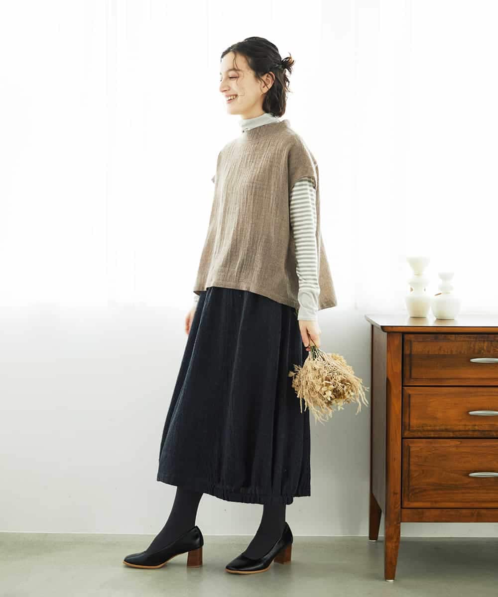 NHBAE36230 GIANNI LO GIUDICE(小さいサイズ)(メゾン ドゥ サンク) [セットアップ対応]リファインガーゼベストブラウス ベージュ