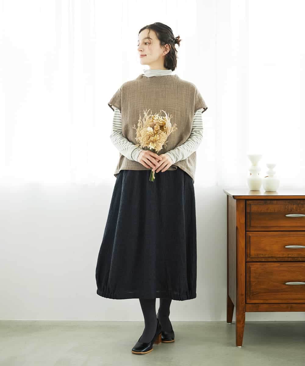 NHBAE36230 GIANNI LO GIUDICE(小さいサイズ)(メゾン ドゥ サンク) [セットアップ対応]リファインガーゼベストブラウス ベージュ