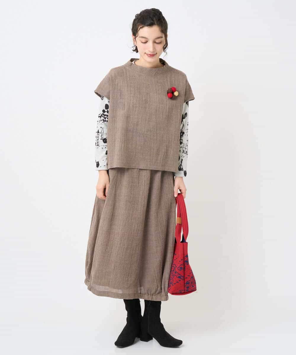 NHBAE36230 GIANNI LO GIUDICE(小さいサイズ)(メゾン ドゥ サンク) [セットアップ対応]リファインガーゼベストブラウス ベージュ