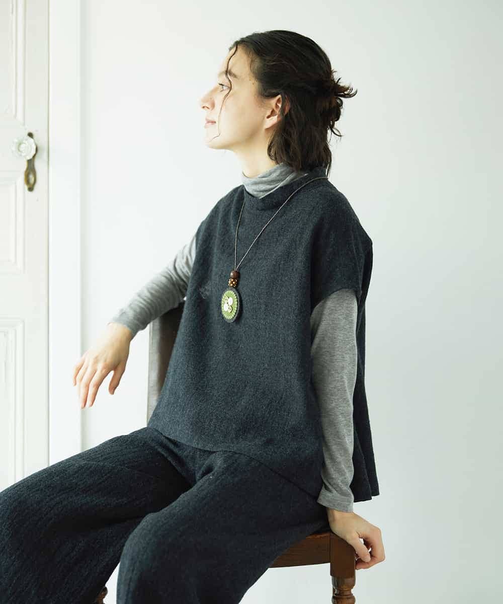 NHBAE36230 GIANNI LO GIUDICE(小さいサイズ)(メゾン ドゥ サンク) [セットアップ対応]リファインガーゼベストブラウス ダークグレー