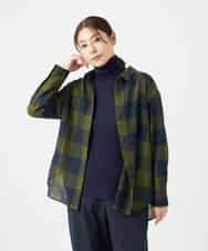 NHBAF15330 GIANNI LO GIUDICE(小さいサイズ)(メゾン ドゥ サンク) [日本製]リファインガーゼブロックチェックブラウス イエロー系