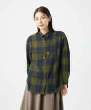 NHBAF15330 GIANNI LO GIUDICE(小さいサイズ)(メゾン ドゥ サンク) [日本製]リファインガーゼブロックチェックブラウス イエロー系