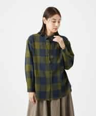 NHBAF15330 GIANNI LO GIUDICE(小さいサイズ)(メゾン ドゥ サンク) [日本製]リファインガーゼブロックチェックブラウス イエロー系