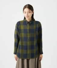 NHBAF15330 GIANNI LO GIUDICE(小さいサイズ)(メゾン ドゥ サンク) [日本製]リファインガーゼブロックチェックブラウス イエロー系