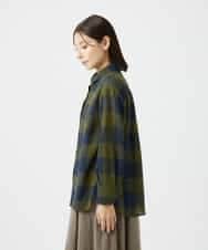 NHBAF15330 GIANNI LO GIUDICE(小さいサイズ)(メゾン ドゥ サンク) [日本製]リファインガーゼブロックチェックブラウス イエロー系