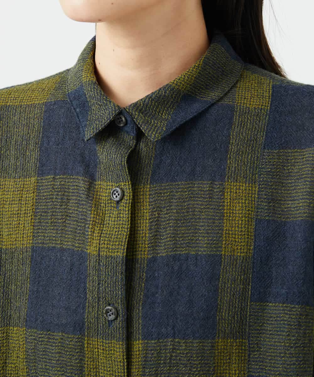 NHBAF15330 GIANNI LO GIUDICE(小さいサイズ)(メゾン ドゥ サンク) [日本製]リファインガーゼブロックチェックブラウス イエロー系