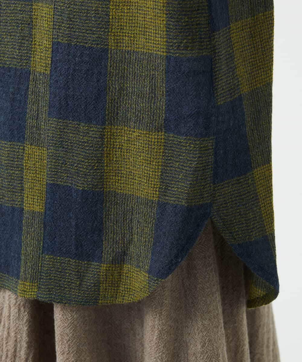 NHBAF15330 GIANNI LO GIUDICE(小さいサイズ)(メゾン ドゥ サンク) [日本製]リファインガーゼブロックチェックブラウス イエロー系