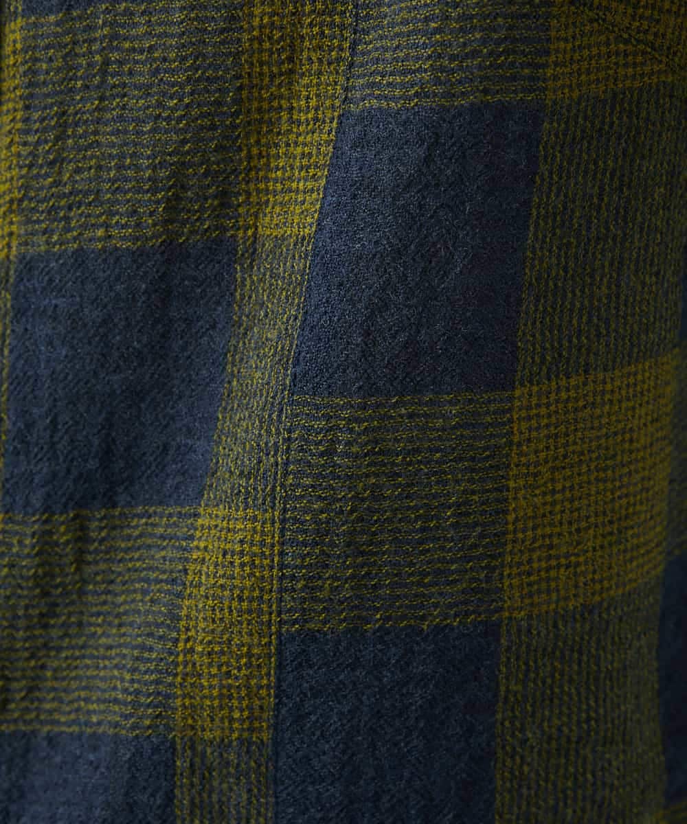 NHBAF15330 GIANNI LO GIUDICE(小さいサイズ)(メゾン ドゥ サンク) [日本製]リファインガーゼブロックチェックブラウス イエロー系