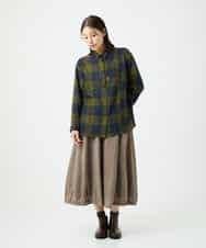 NHBAF15330 GIANNI LO GIUDICE(小さいサイズ)(メゾン ドゥ サンク) [日本製]リファインガーゼブロックチェックブラウス イエロー系