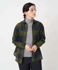 NHBAF15330 GIANNI LO GIUDICE(小さいサイズ)(メゾン ドゥ サンク) [日本製]リファインガーゼブロックチェックブラウス イエロー系