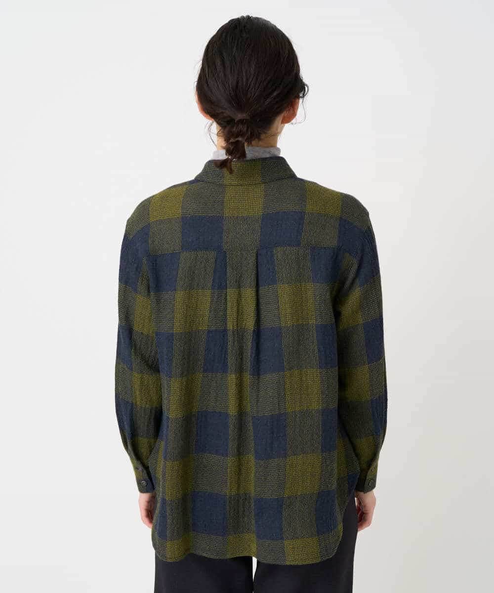 NHBAF15330 GIANNI LO GIUDICE(小さいサイズ)(メゾン ドゥ サンク) [日本製]リファインガーゼブロックチェックブラウス イエロー系