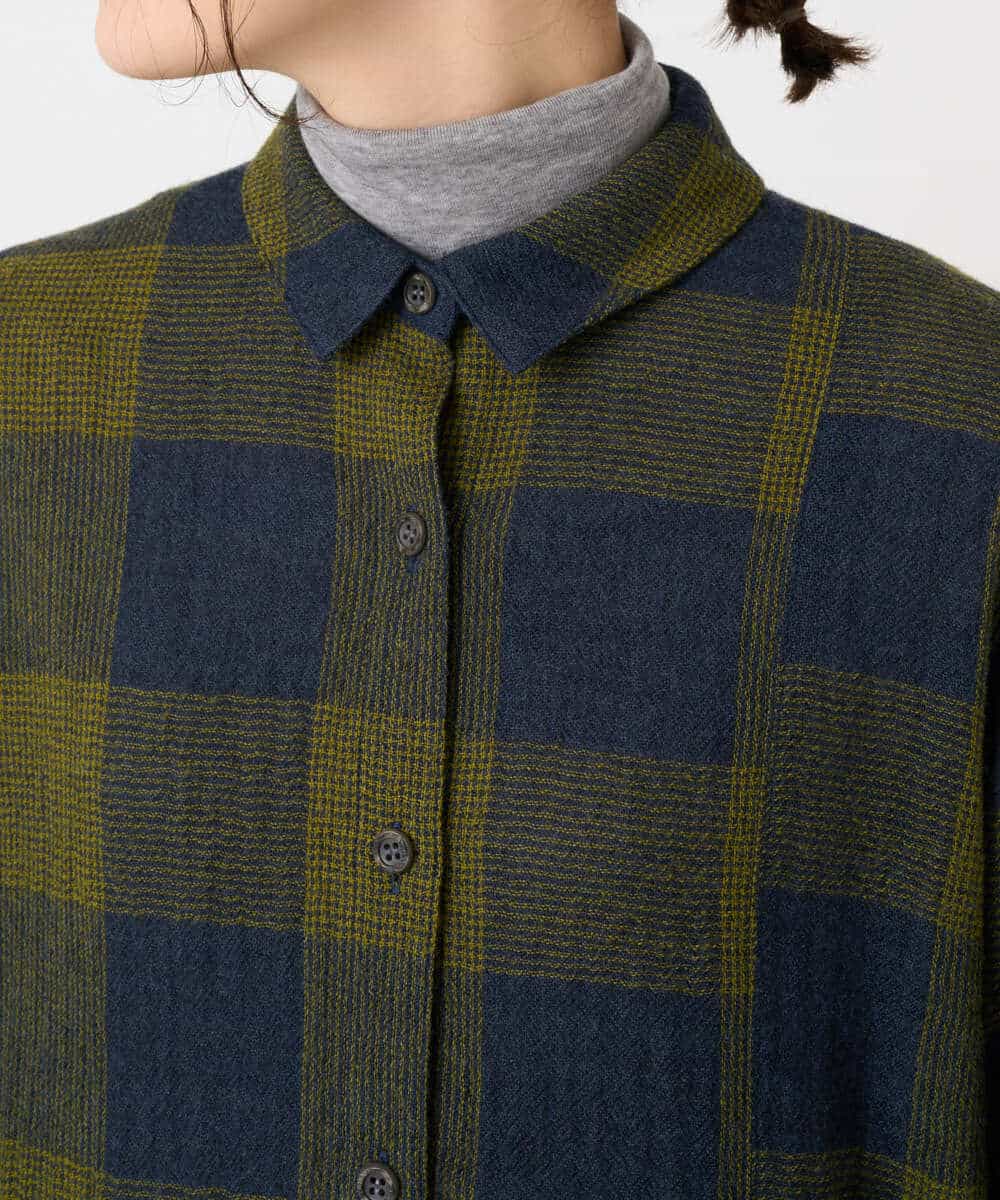 NHBAF15330 GIANNI LO GIUDICE(小さいサイズ)(メゾン ドゥ サンク) [日本製]リファインガーゼブロックチェックブラウス イエロー系