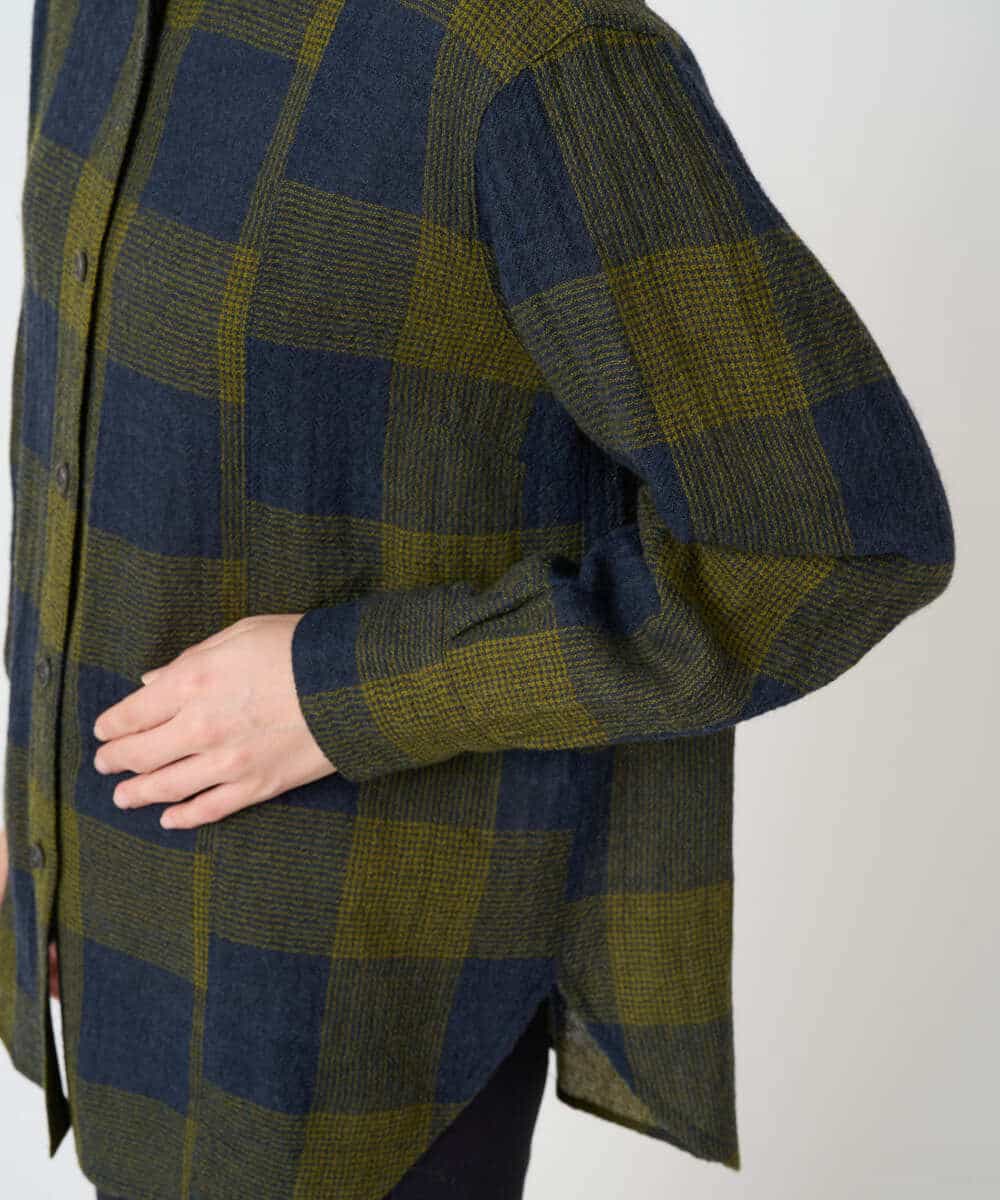 NHBAF15330 GIANNI LO GIUDICE(小さいサイズ)(メゾン ドゥ サンク) [日本製]リファインガーゼブロックチェックブラウス イエロー系