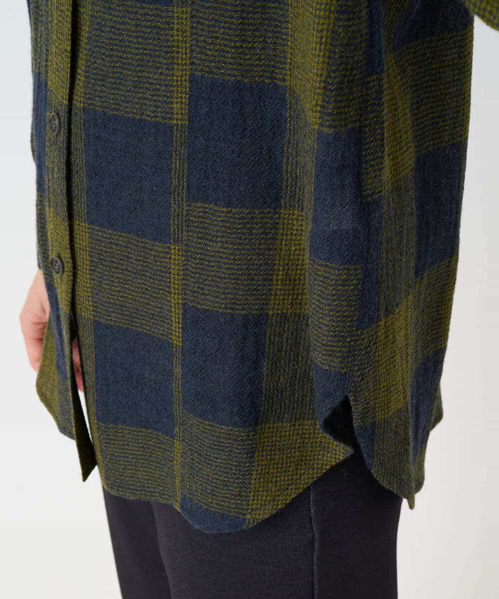 NHBAF15330 GIANNI LO GIUDICE(小さいサイズ)(メゾン ドゥ サンク) [日本製]リファインガーゼブロックチェックブラウス イエロー系