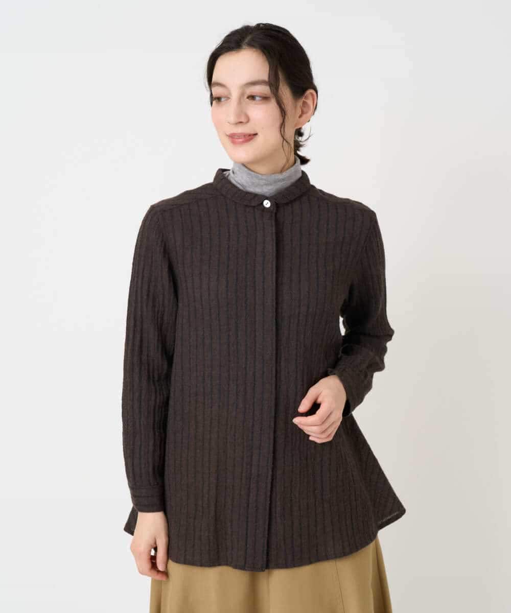 NHBAF85310 GIANNI LO GIUDICE(小さいサイズ)(メゾン ドゥ サンク) リファインガーゼストライプブラウス ベージュ