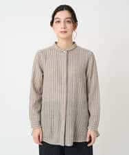 NHBAF85310 GIANNI LO GIUDICE(小さいサイズ)(メゾン ドゥ サンク) リファインガーゼストライプブラウス ベージュ