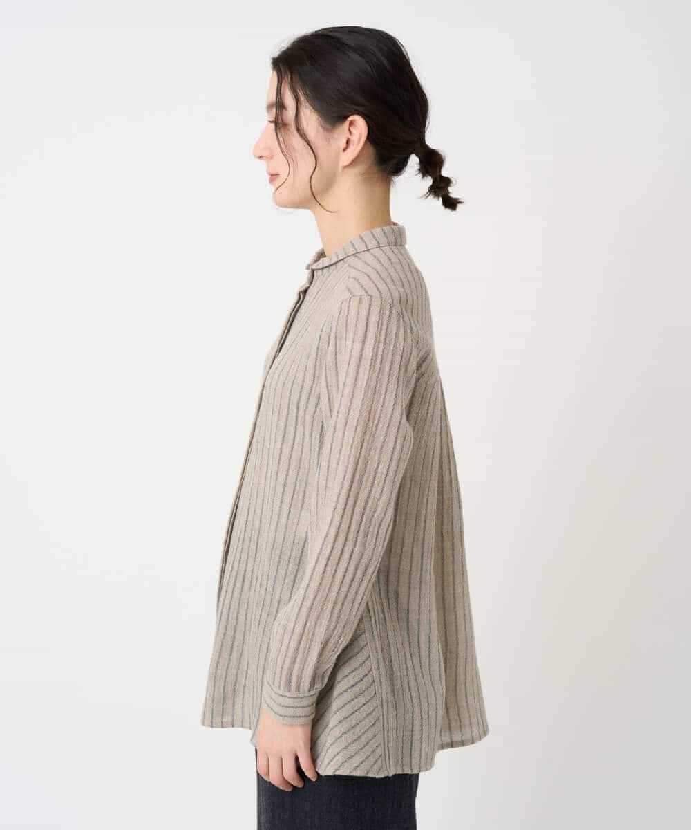 NHBAF85310 GIANNI LO GIUDICE(小さいサイズ)(メゾン ドゥ サンク) リファインガーゼストライプブラウス ベージュ